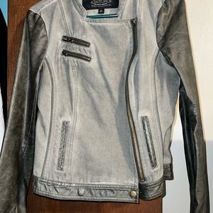 Leather/Jean Dark Gray Jacket